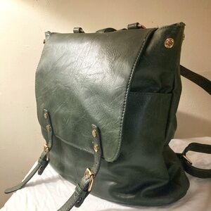 Green Leather Backpack